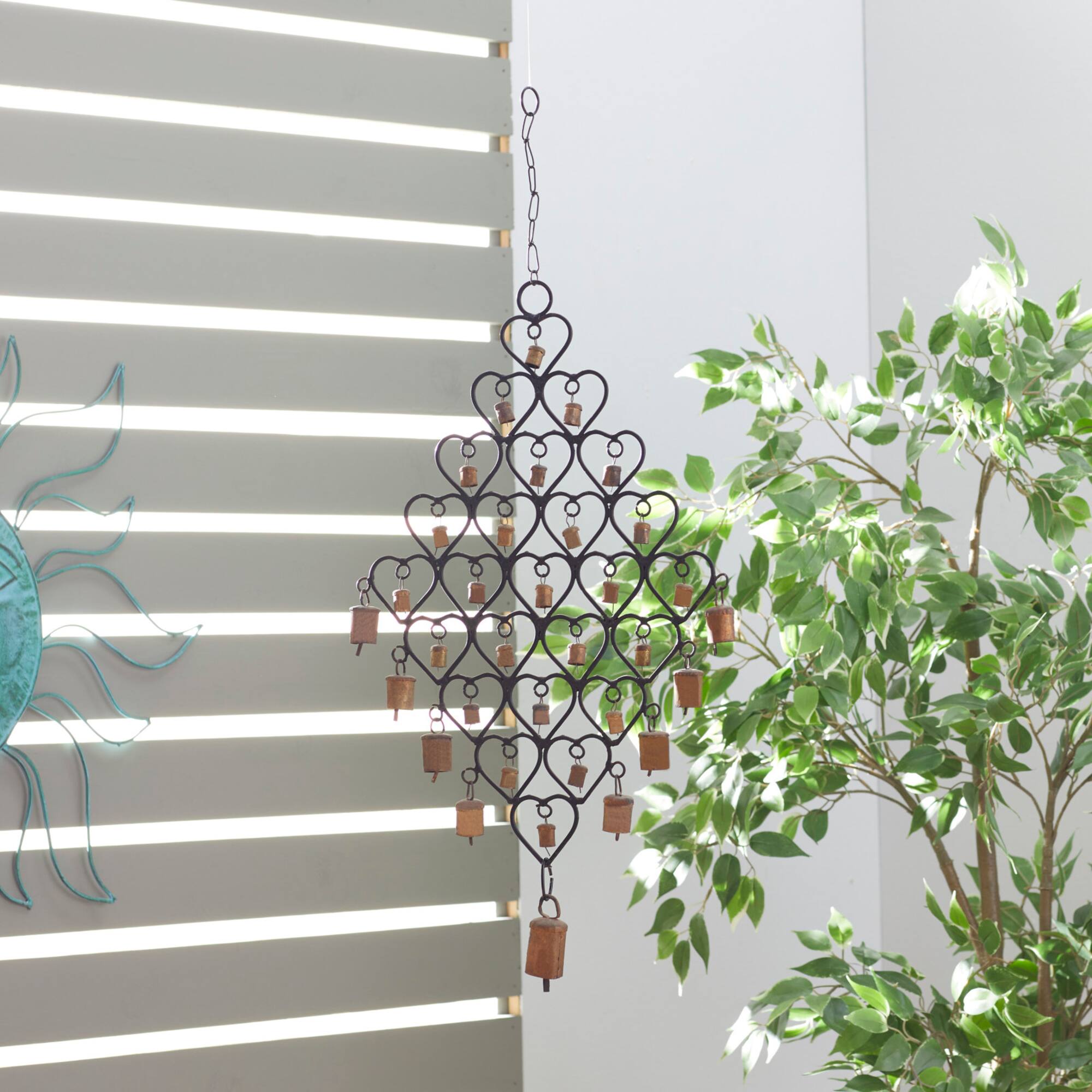 31" Brass Metal Heart Eclectic Windchime